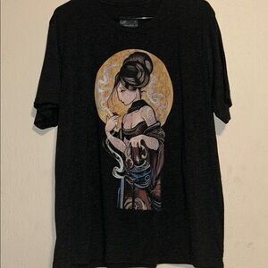 Black Graphic Tee with Artistic Design